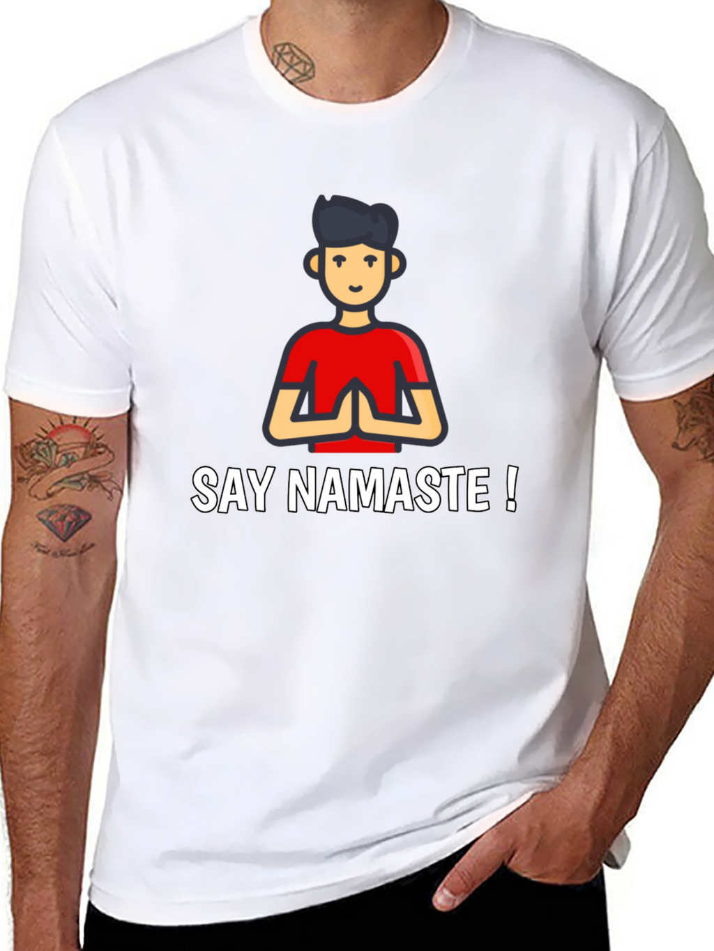 Say Namaste Graphic Black T-Shirt - Yoga & Meditation