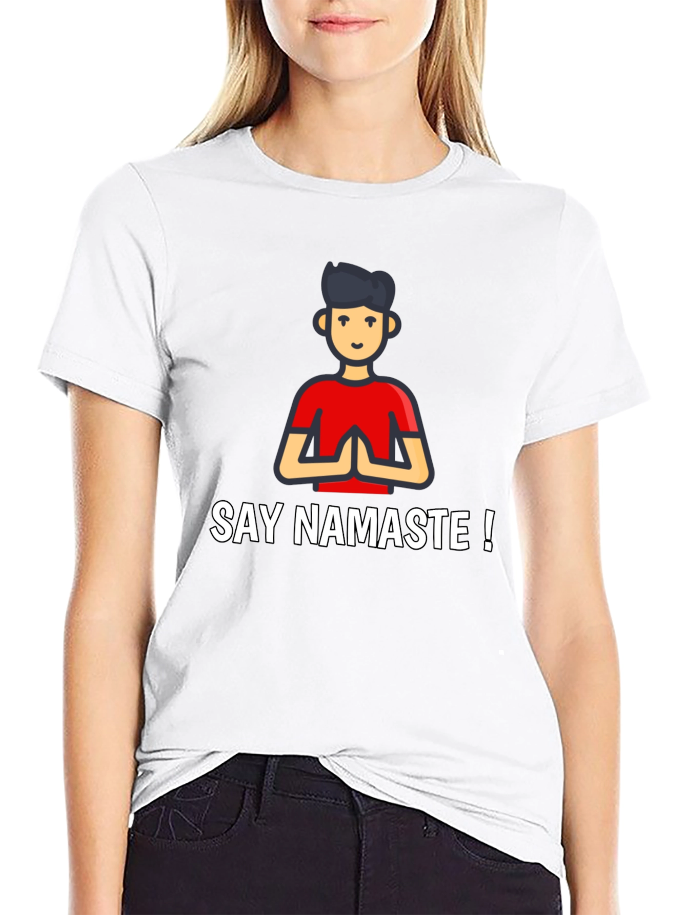 Say Namaste Graphic Black T-Shirt - Yoga & Meditation