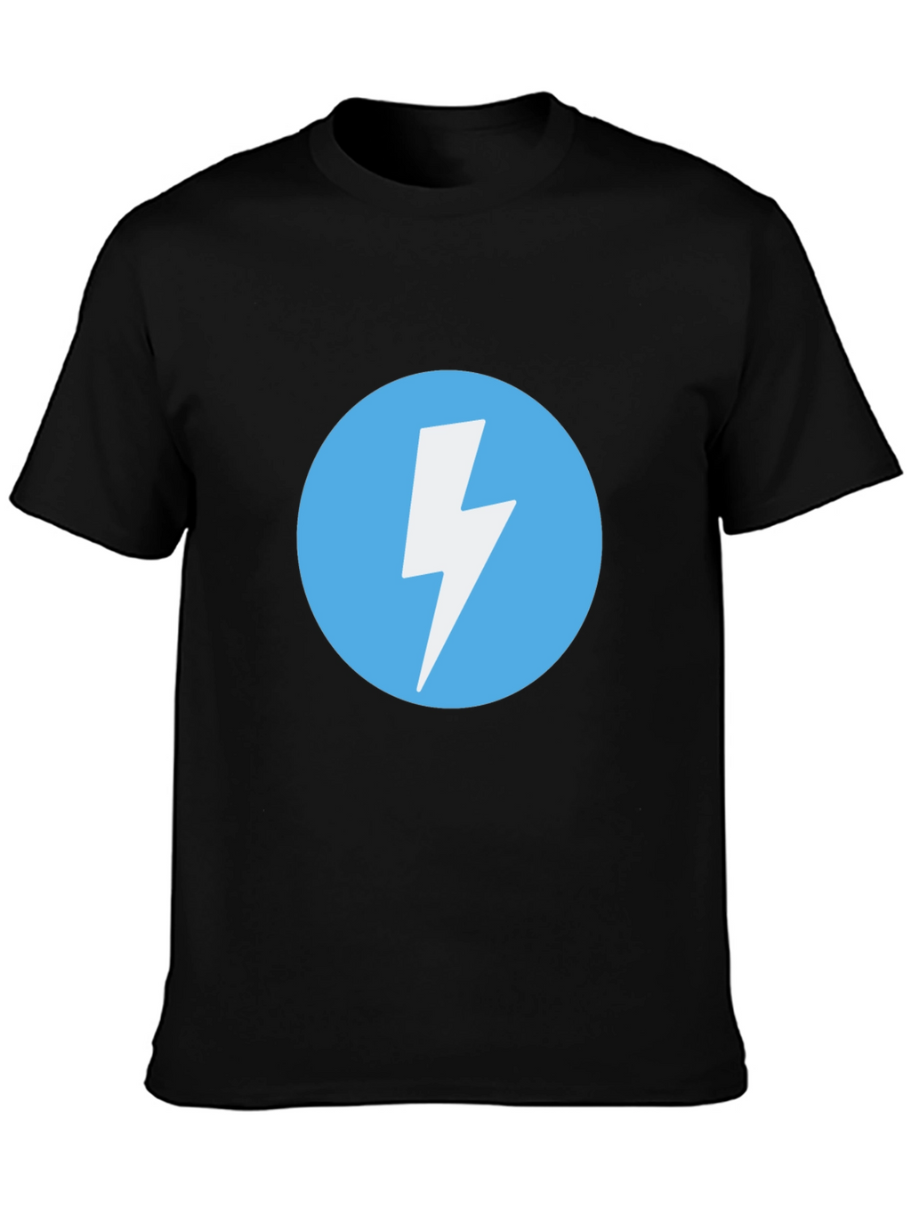 Black T-Shirt with Lightning Bolt Circle Graphic