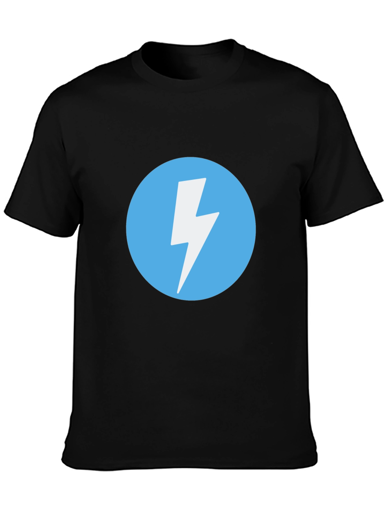 Black T-Shirt with Lightning Bolt Circle Graphic