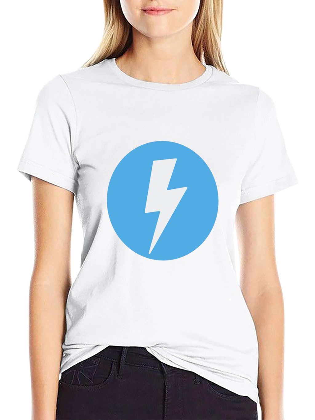 Black T-Shirt with Lightning Bolt Circle Graphic