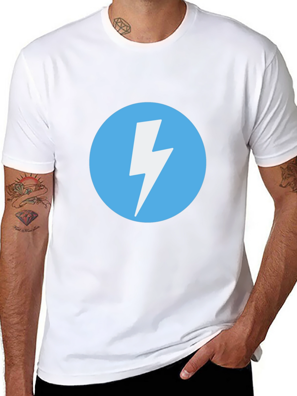 Black T-Shirt with Lightning Bolt Circle Graphic