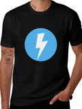 Black T-Shirt with Lightning Bolt Circle Graphic