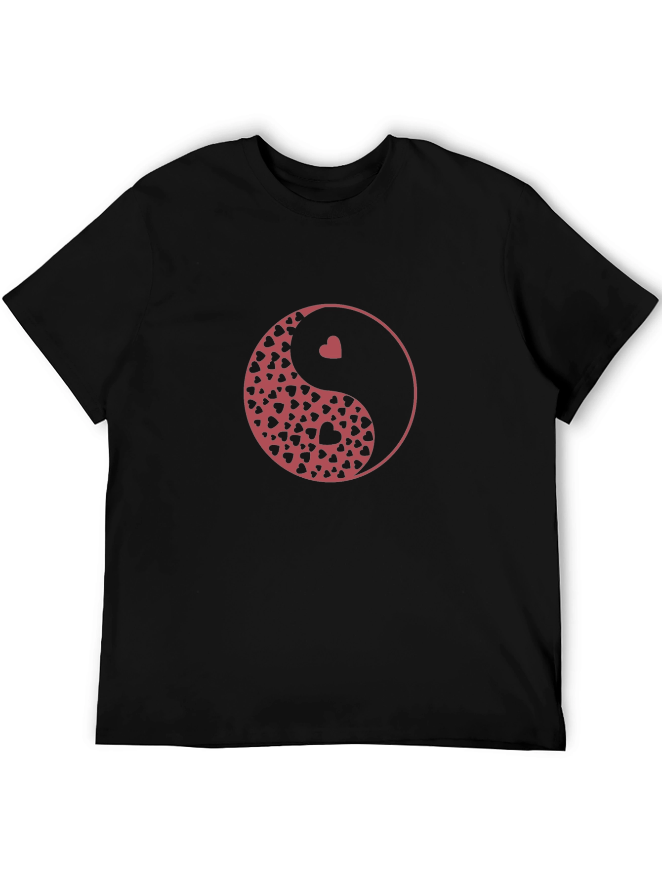 Yin Yang Hearts Graphic Black T-Shirt