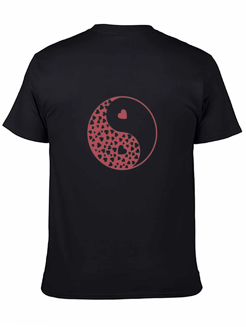 Yin Yang Hearts Graphic Black T-Shirt