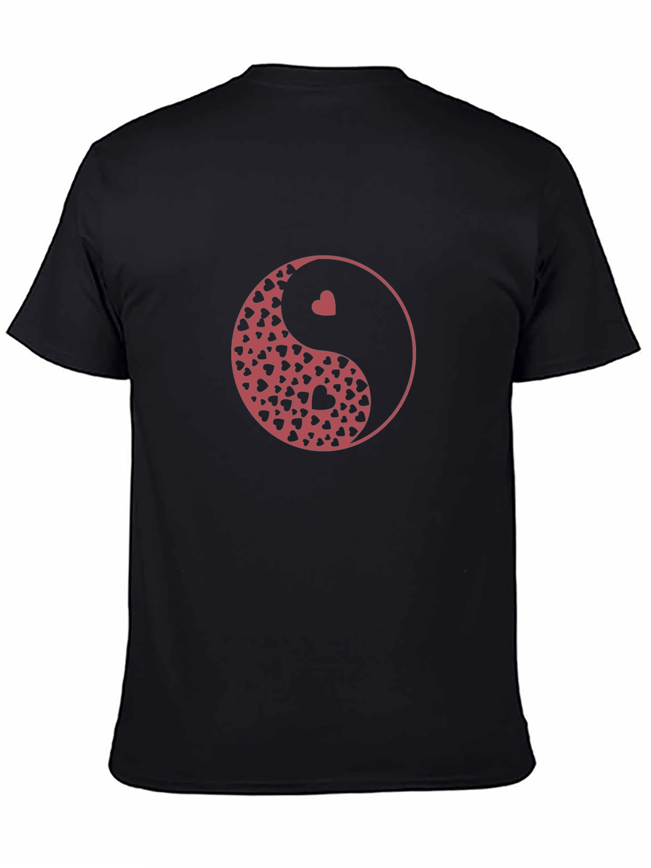 Yin Yang Hearts Graphic Black T-Shirt