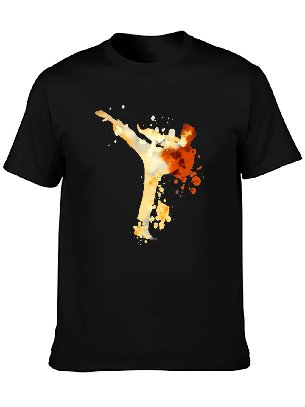 Karate Kick Graphic Tee - Black Cotton T-Shirt