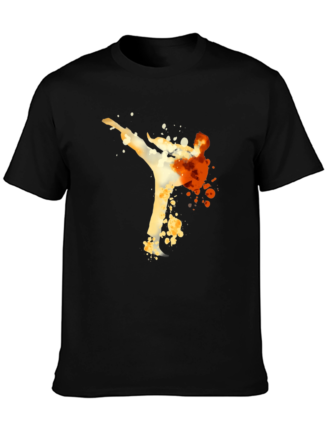 Karate Kick Graphic Tee - Black Cotton T-Shirt