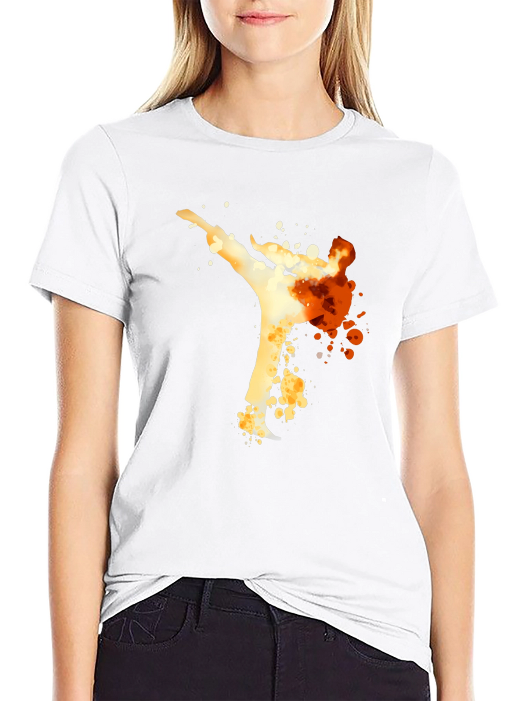 Karate Kick Graphic Tee - Black Cotton T-Shirt