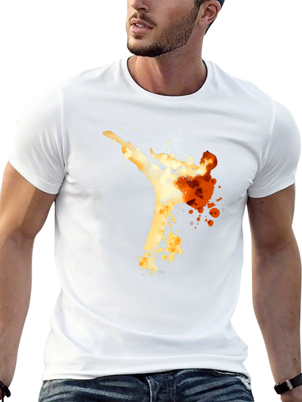 Karate Kick Graphic Tee - Black Cotton T-Shirt