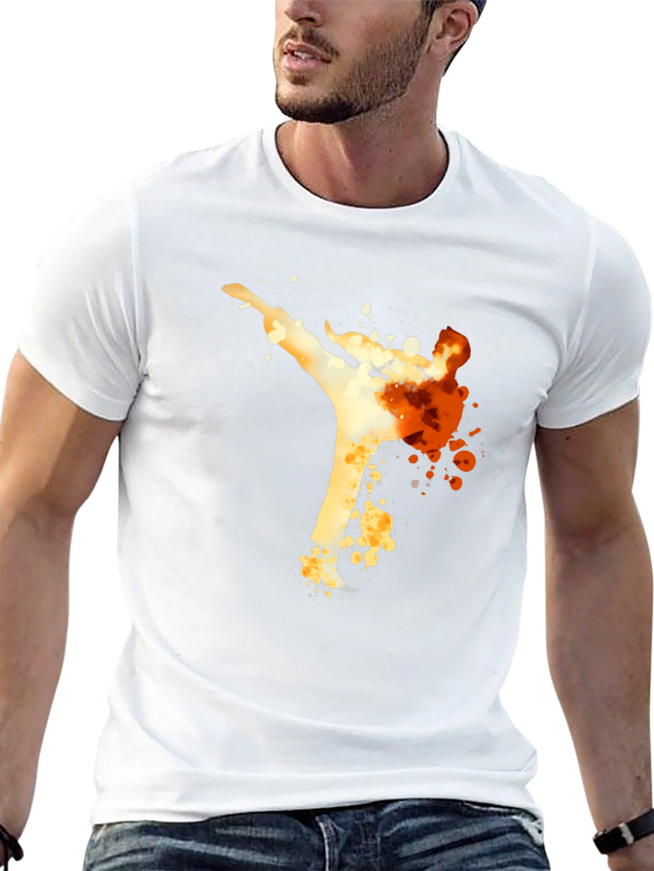 Karate Kick Graphic Tee - Black Cotton T-Shirt