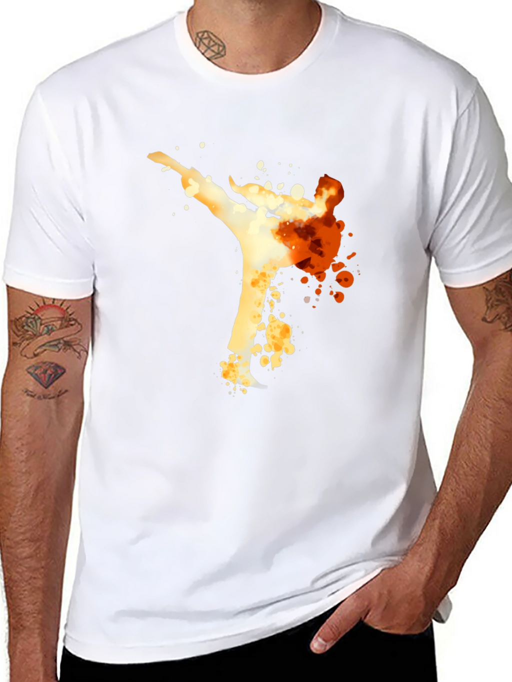 Karate Kick Graphic Tee - Black Cotton T-Shirt