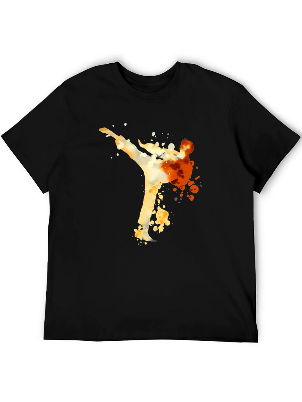 Karate Kick Graphic Tee - Black Cotton T-Shirt