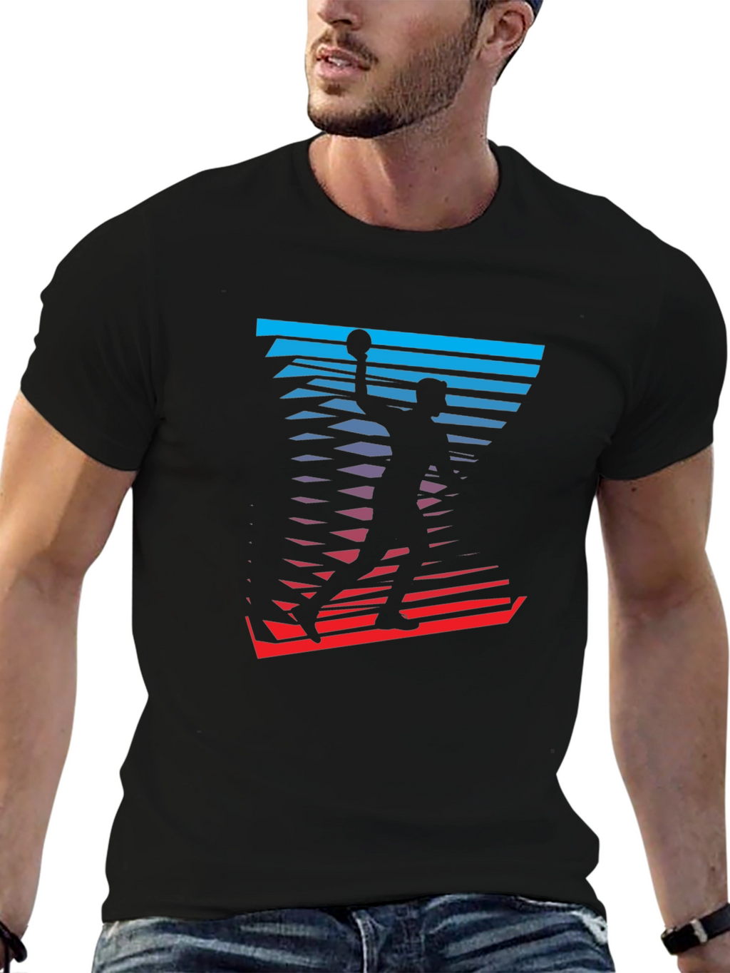 Basketball Player Graphic Tee - Stylish Mens T-Shirt