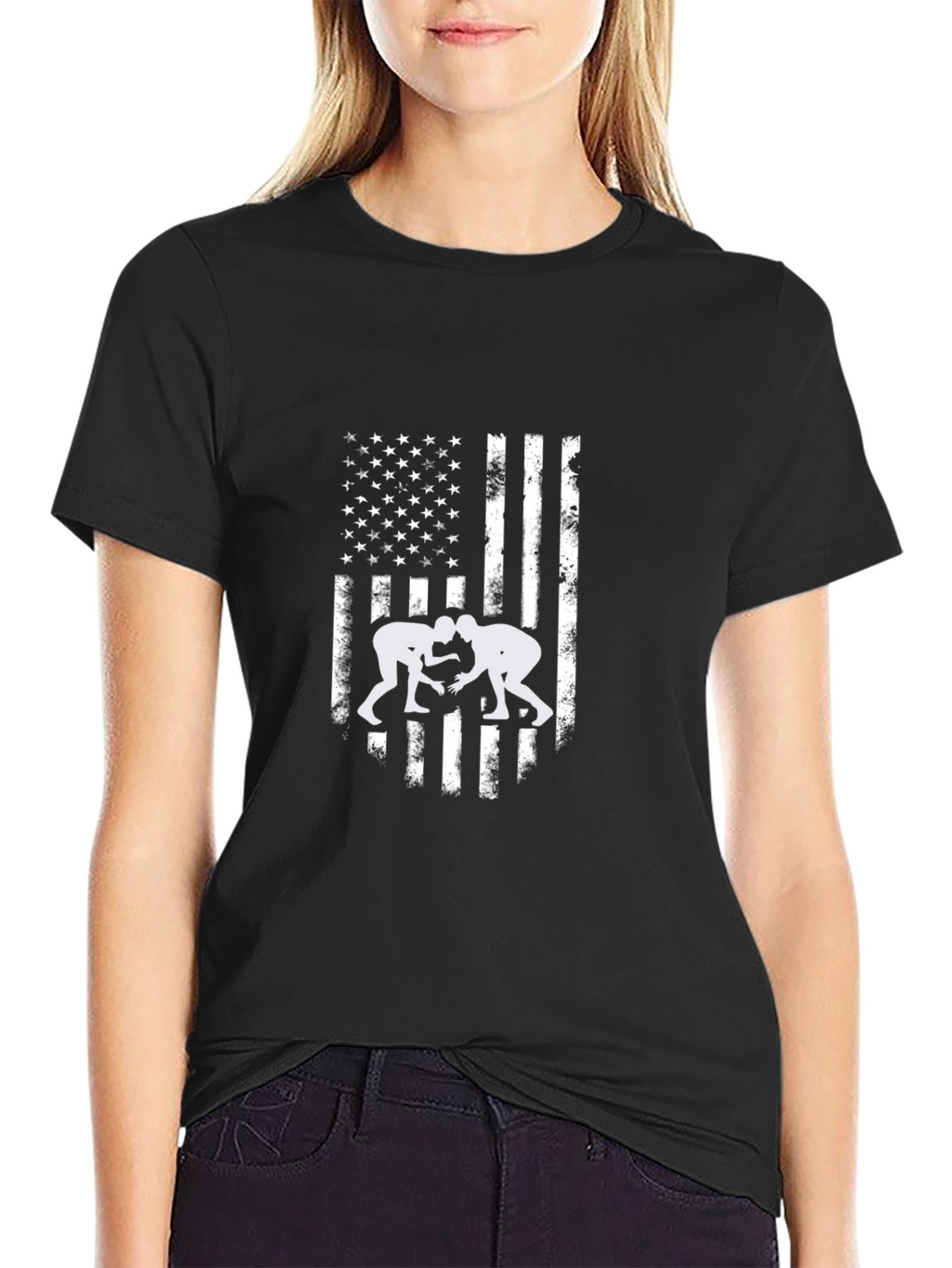 Wrestling USA Flag T-Shirt - Patriotic Wrestler Tee