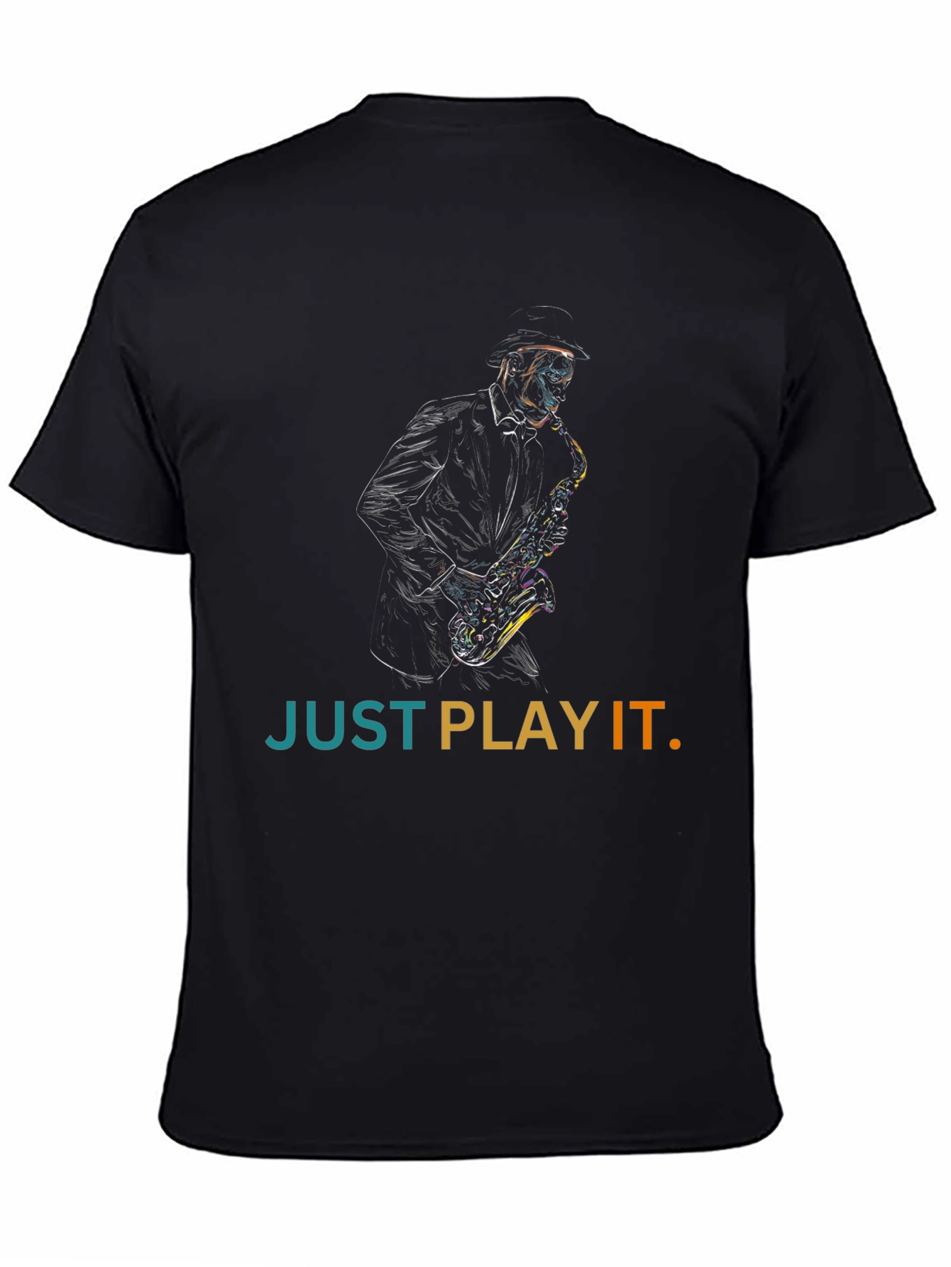 Just Play It Saxophone Graphic Tee - Black