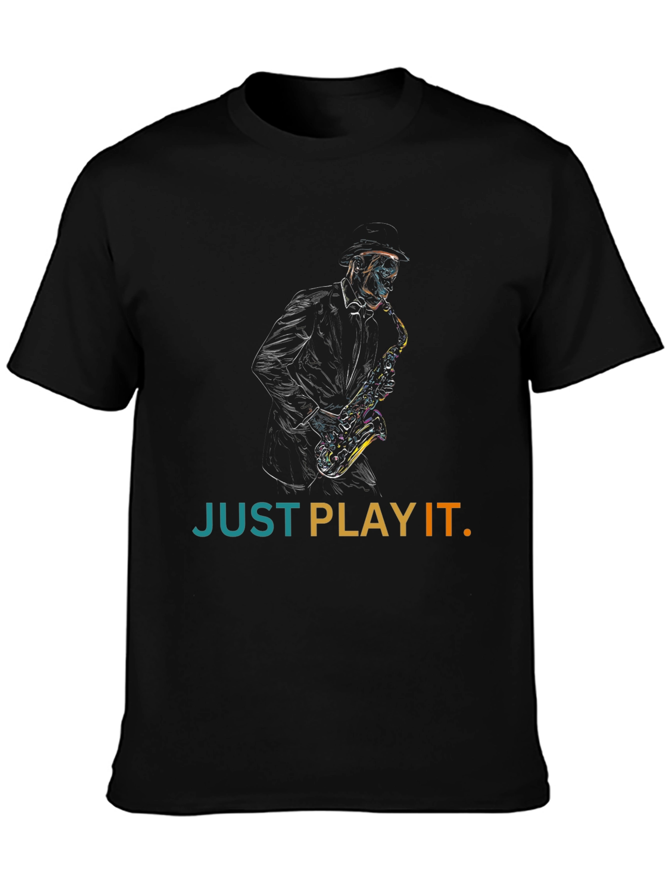Just Play It Saxophone Graphic Tee - Black