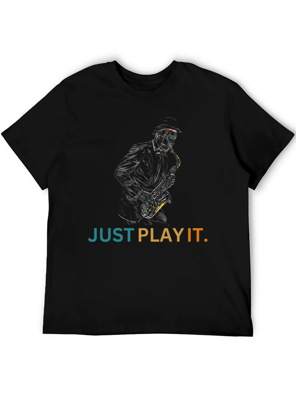 Just Play It Saxophone Graphic Tee - Black
