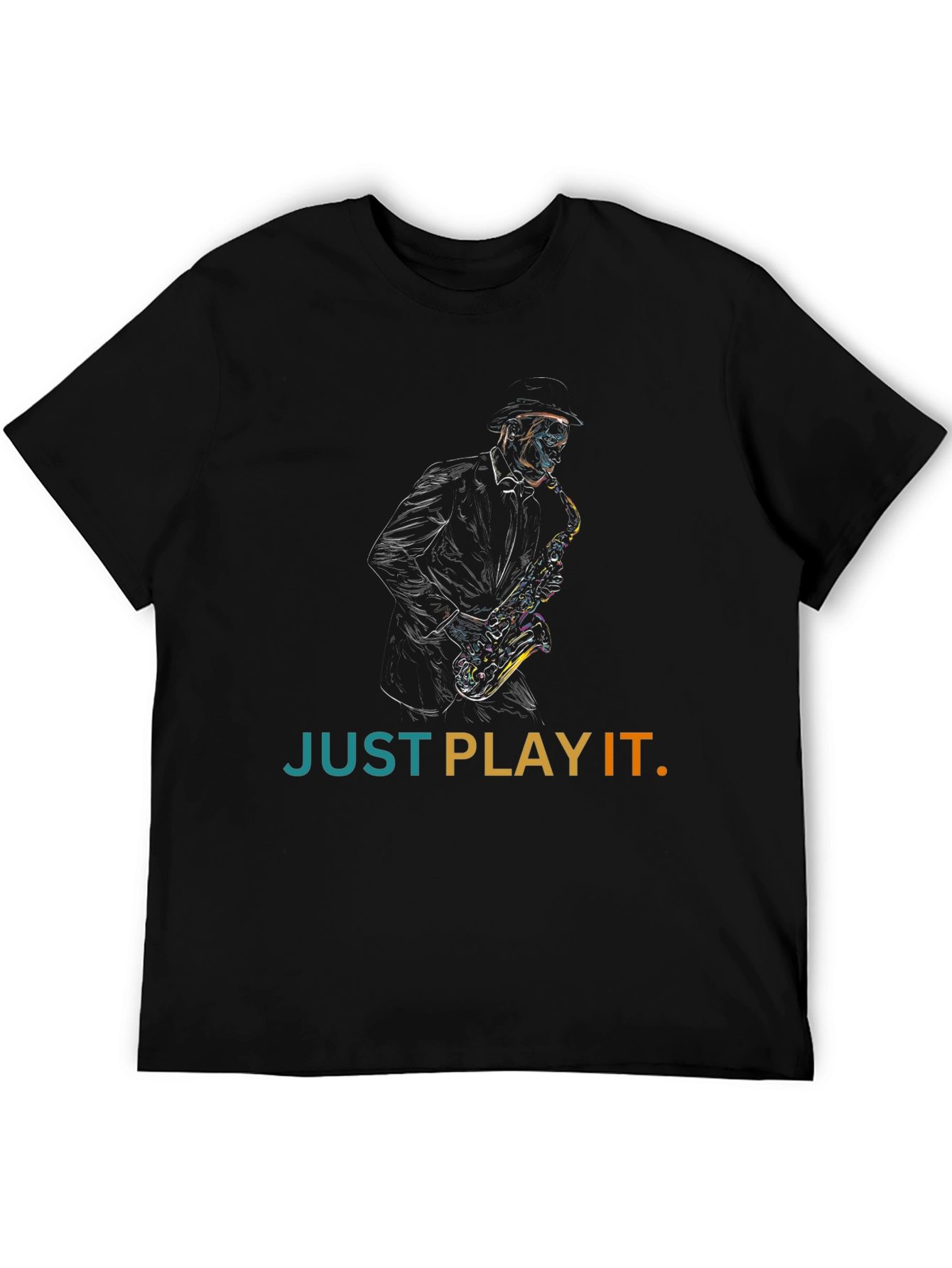 Just Play It Saxophone Graphic Tee - Black