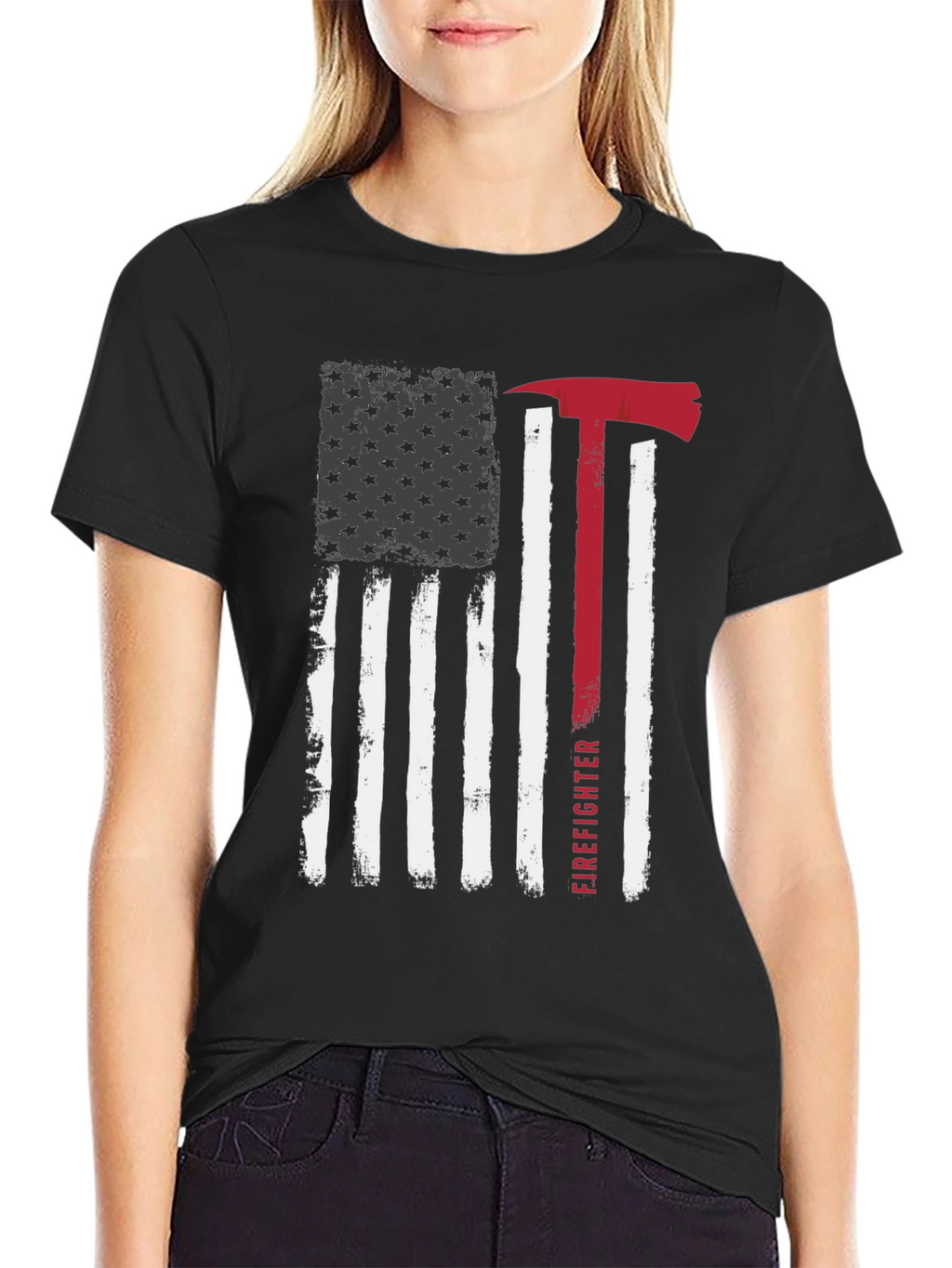 Firefighter American Flag Graphic Tee