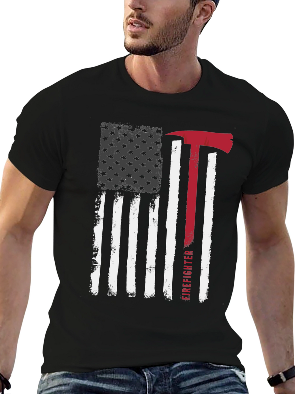 Firefighter American Flag Graphic Tee