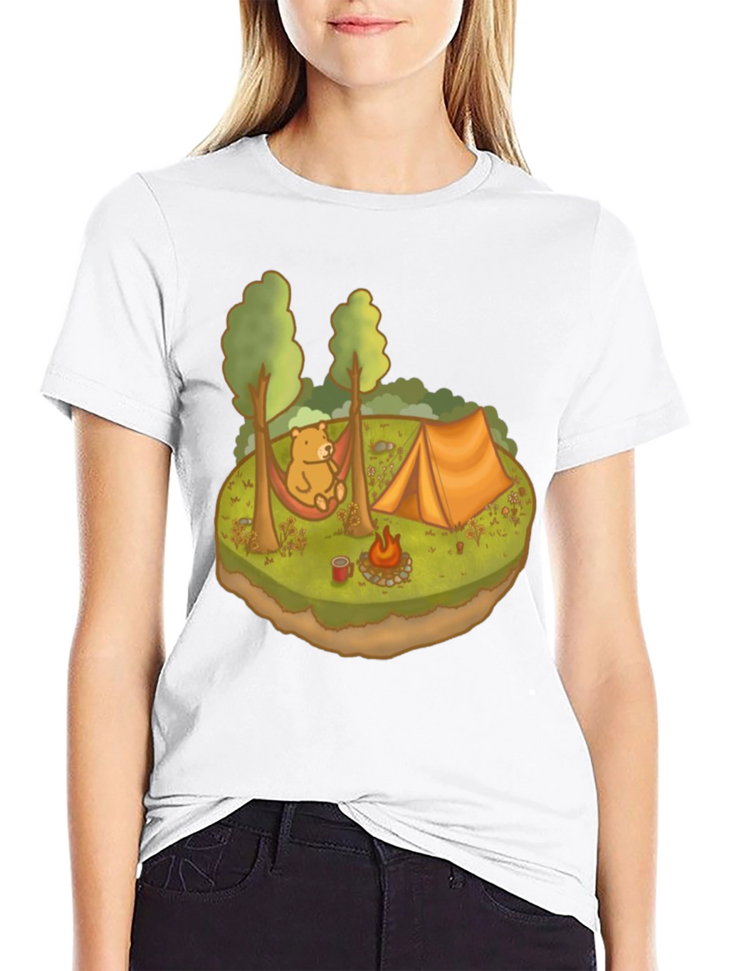 Camping Bear Graphic Tee - Relaxed Outdoor Adventure