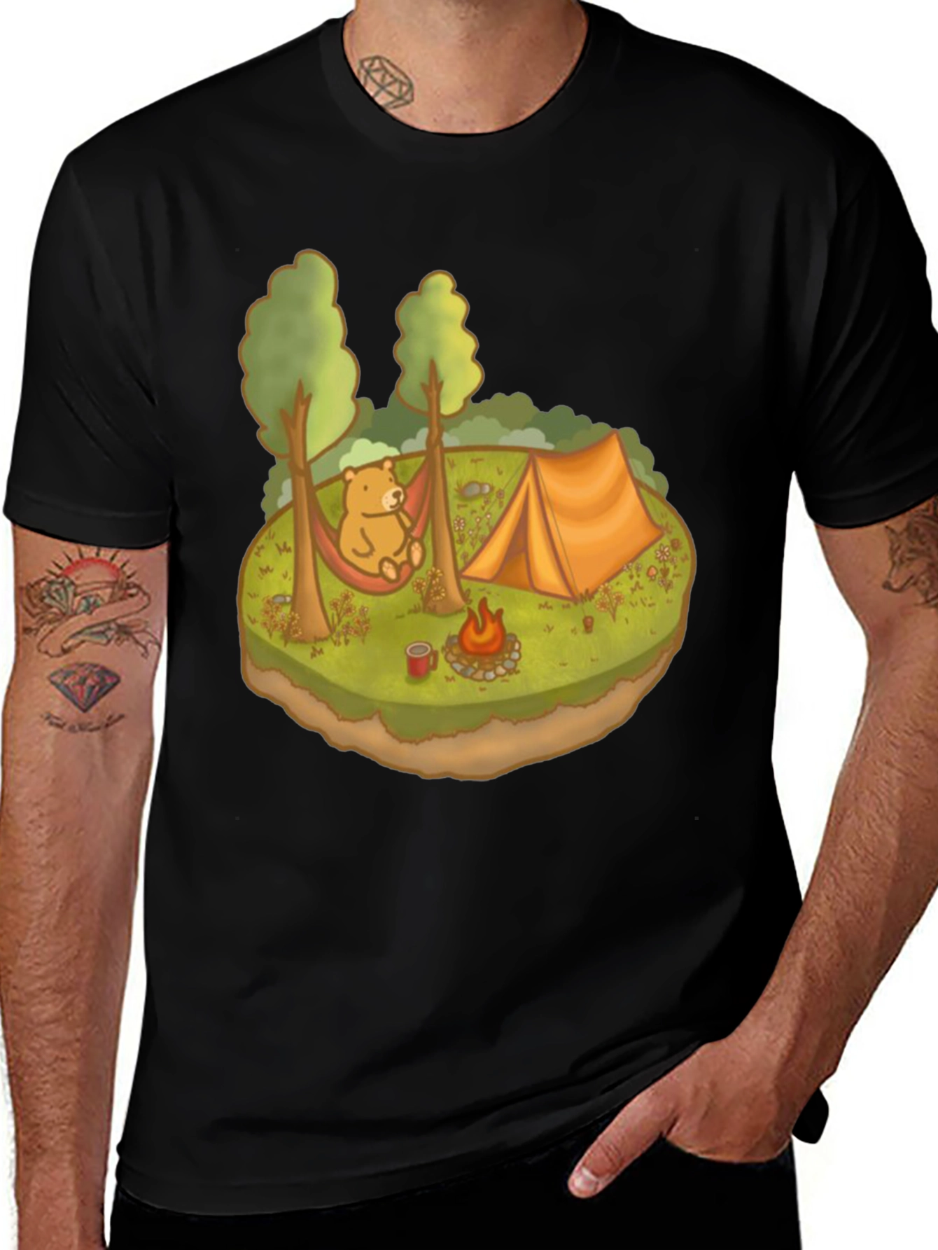 Camping Bear Graphic Tee - Relaxed Outdoor Adventure