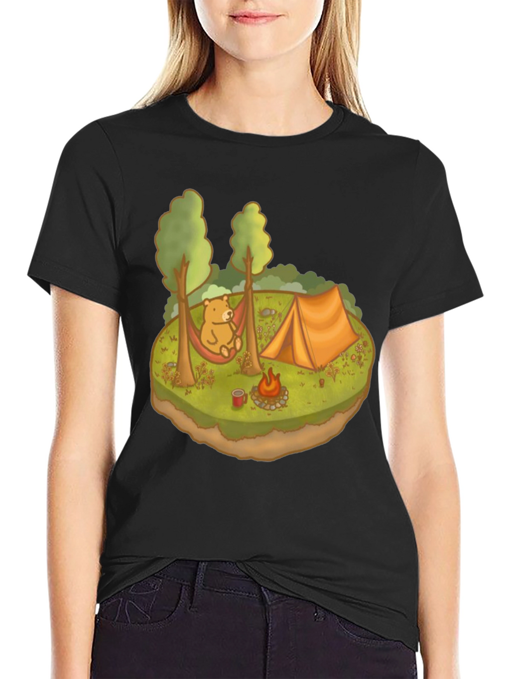 Camping Bear Graphic Tee - Relaxed Outdoor Adventure