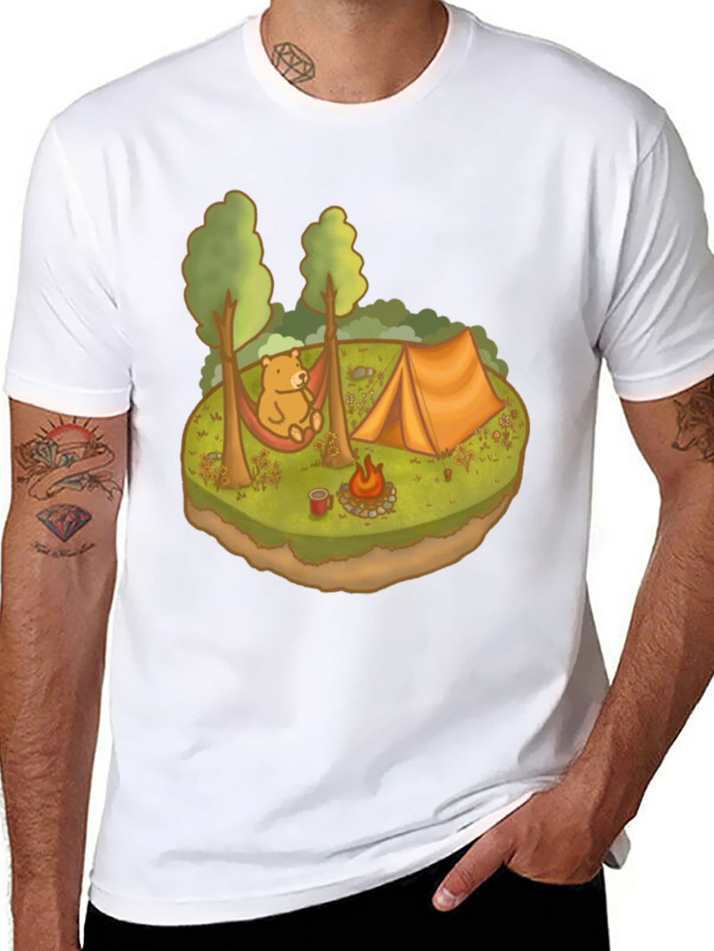 Camping Bear Graphic Tee - Relaxed Outdoor Adventure