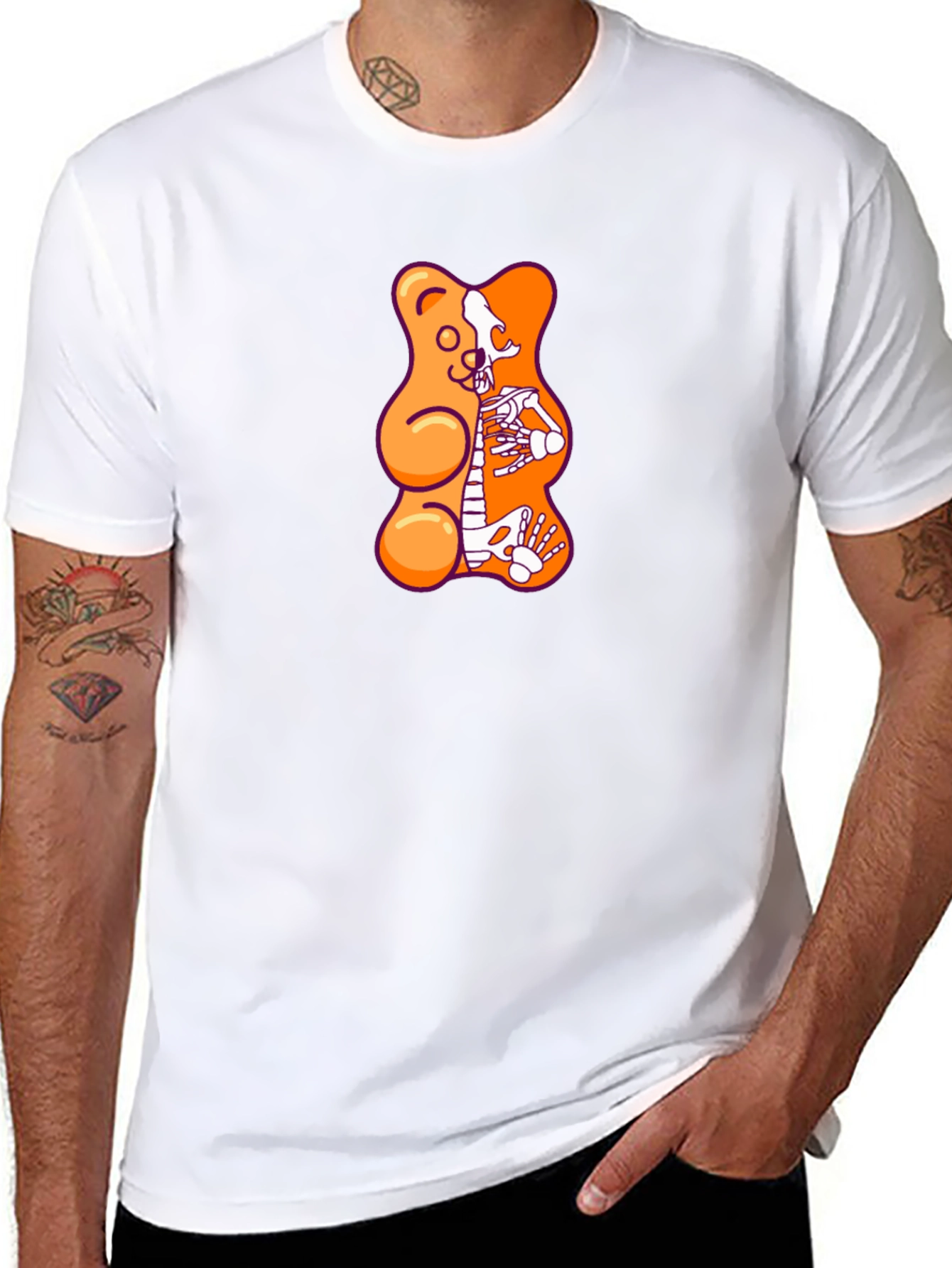 Gummy Bear Skeleton Graphic T-Shirt - Black