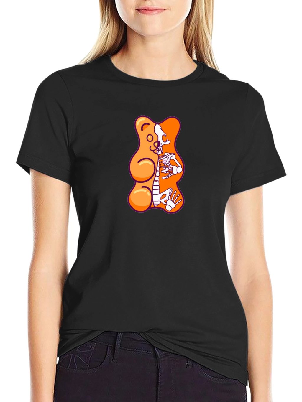 Gummy Bear Skeleton Graphic T-Shirt - Black