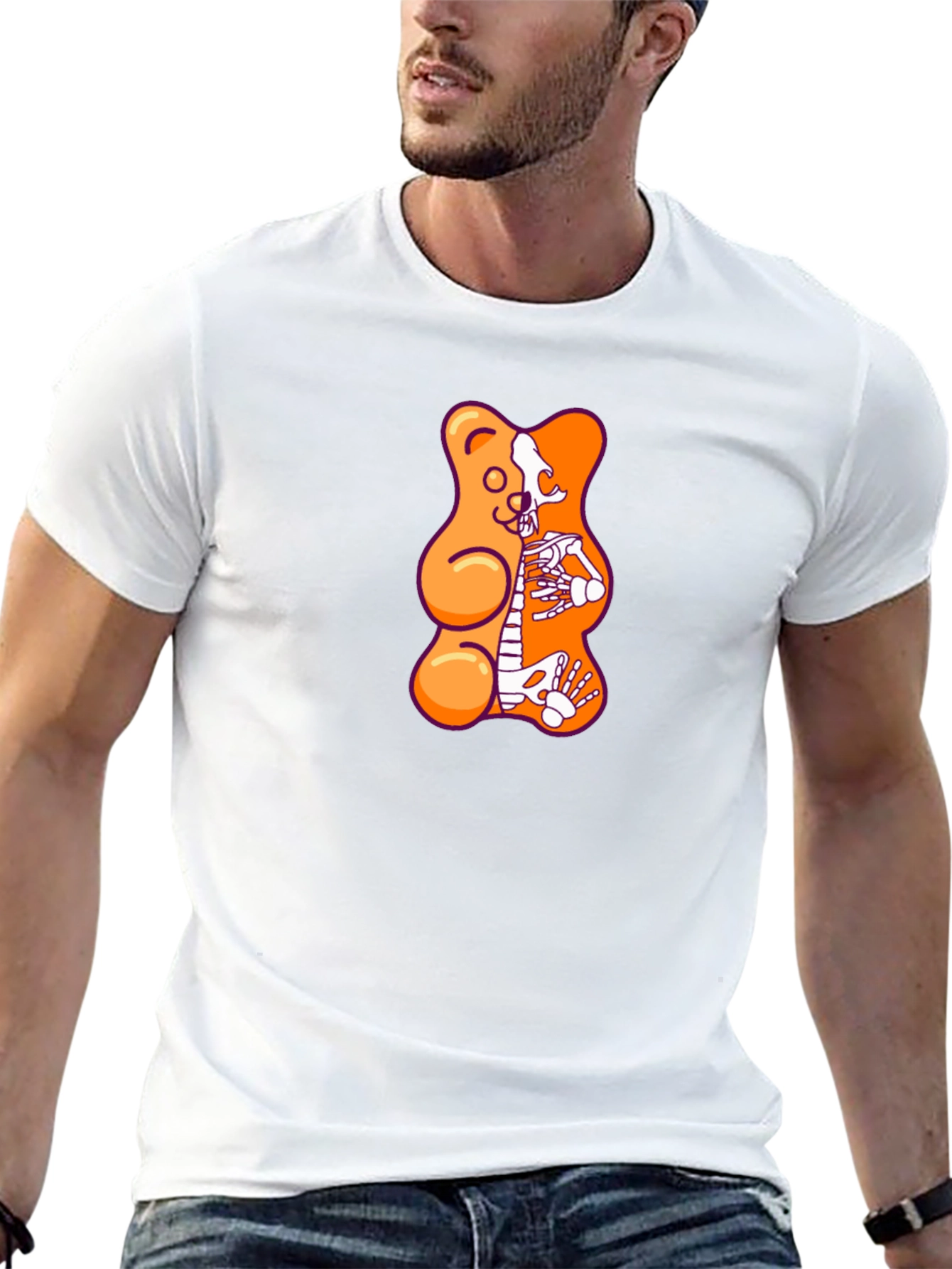 Gummy Bear Skeleton Graphic T-Shirt - Black