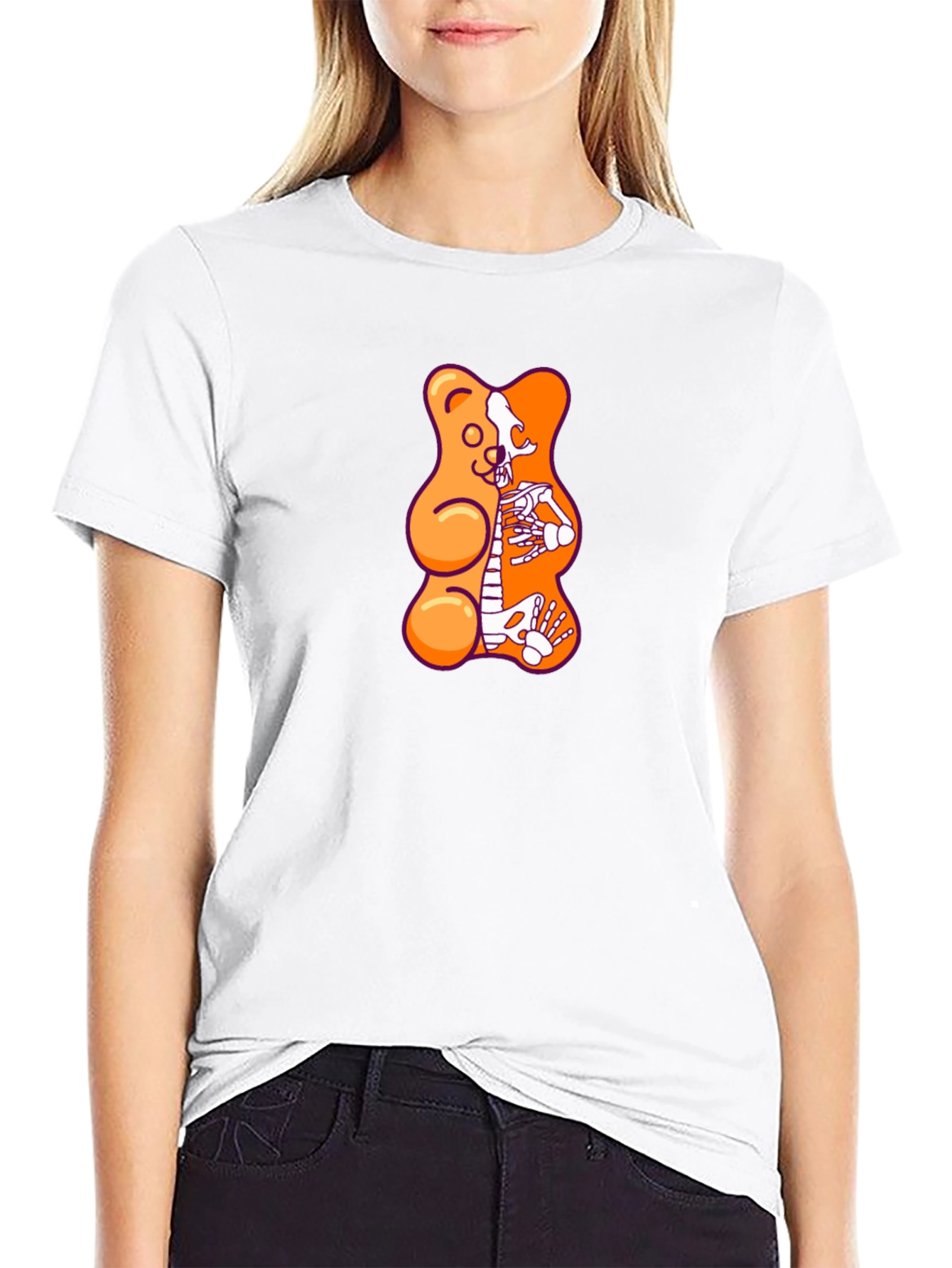 Gummy Bear Skeleton Graphic T-Shirt - Black