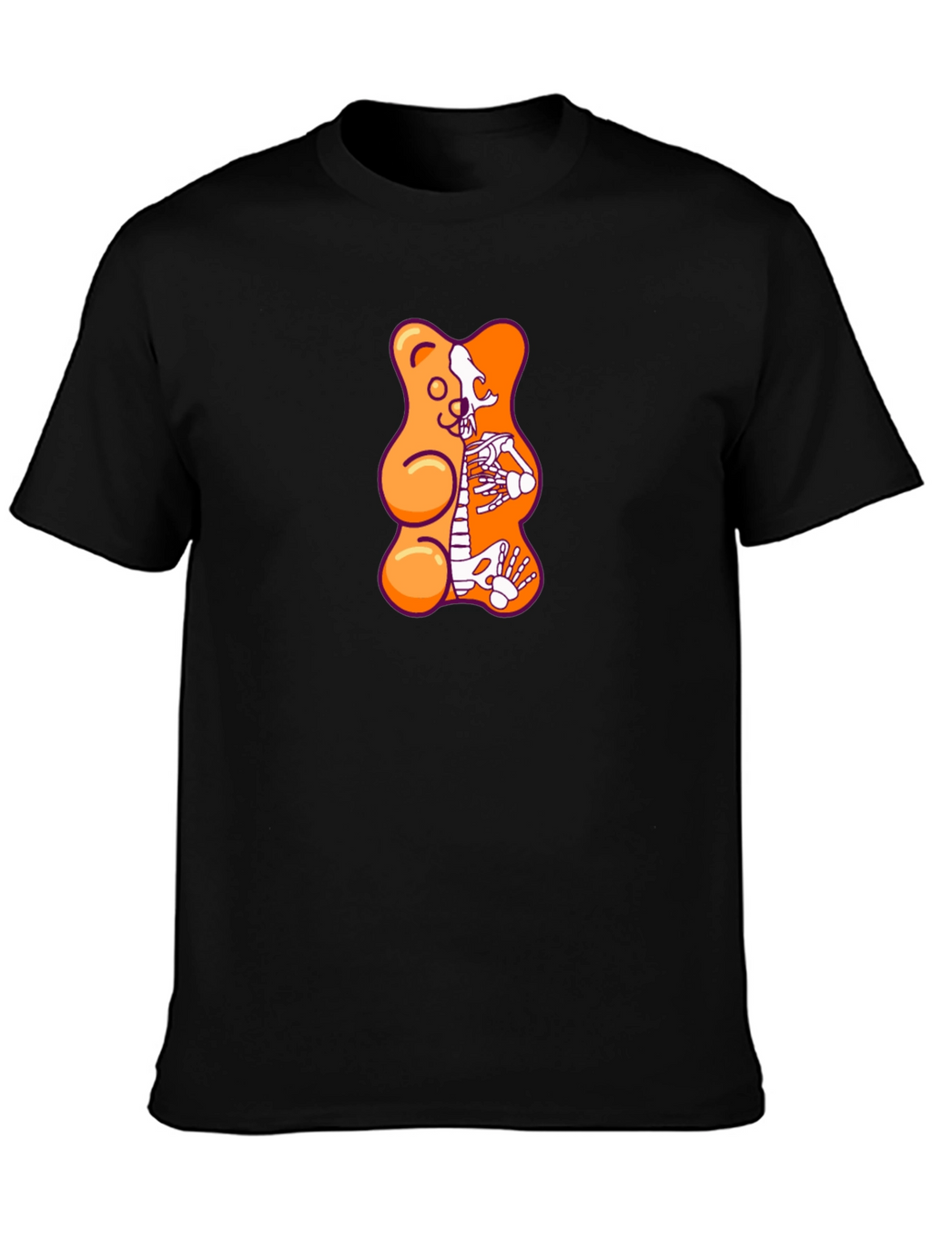Gummy Bear Skeleton Graphic T-Shirt - Black