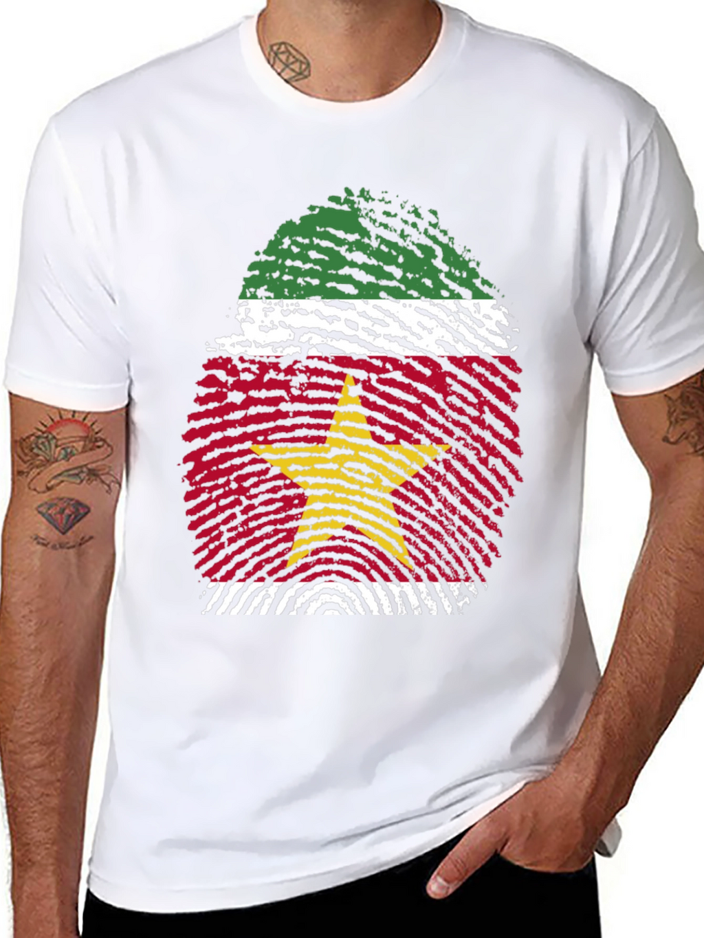Suriname Flag Fingerprint Graphic Tee