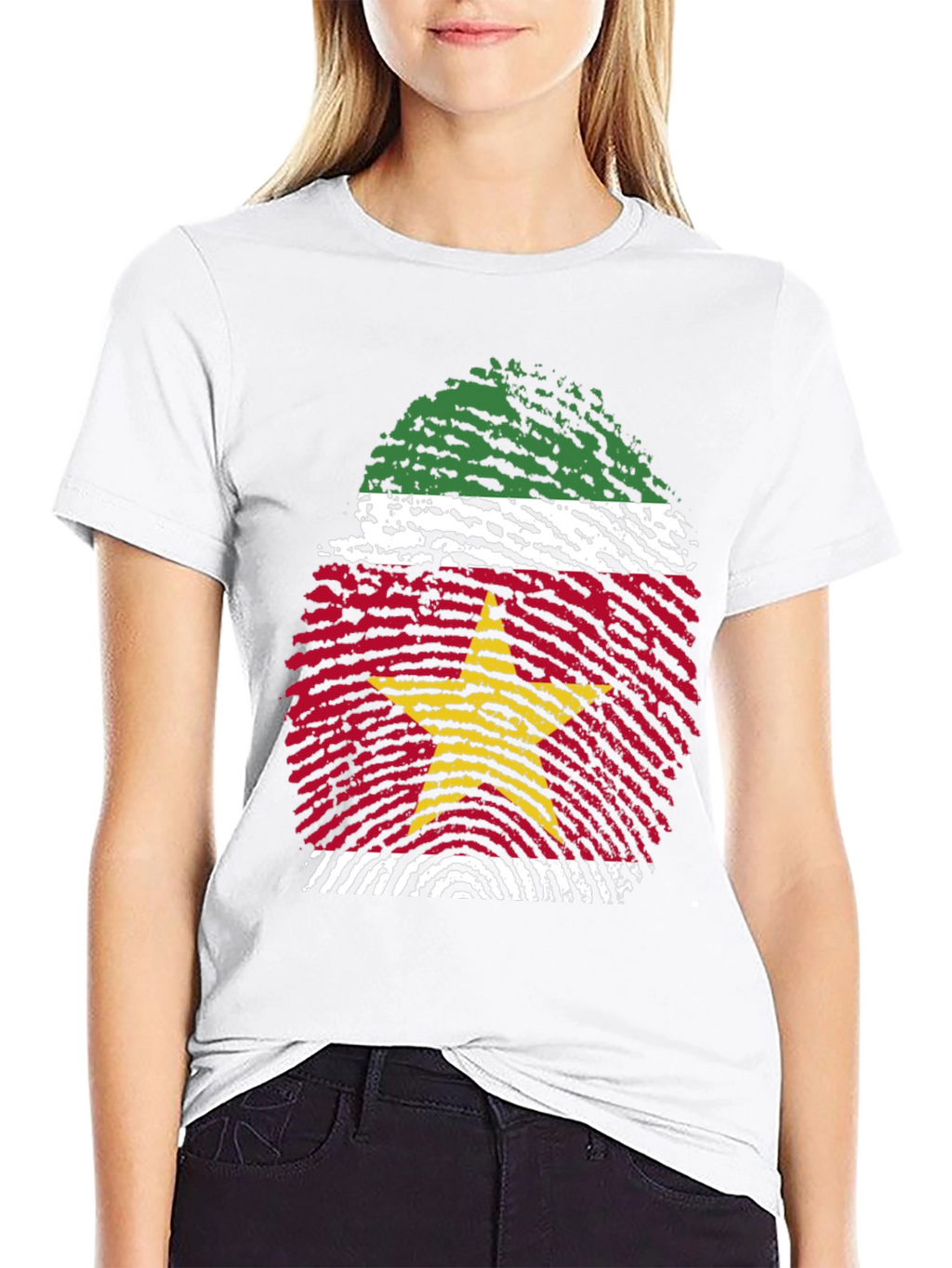 Suriname Flag Fingerprint Graphic Tee