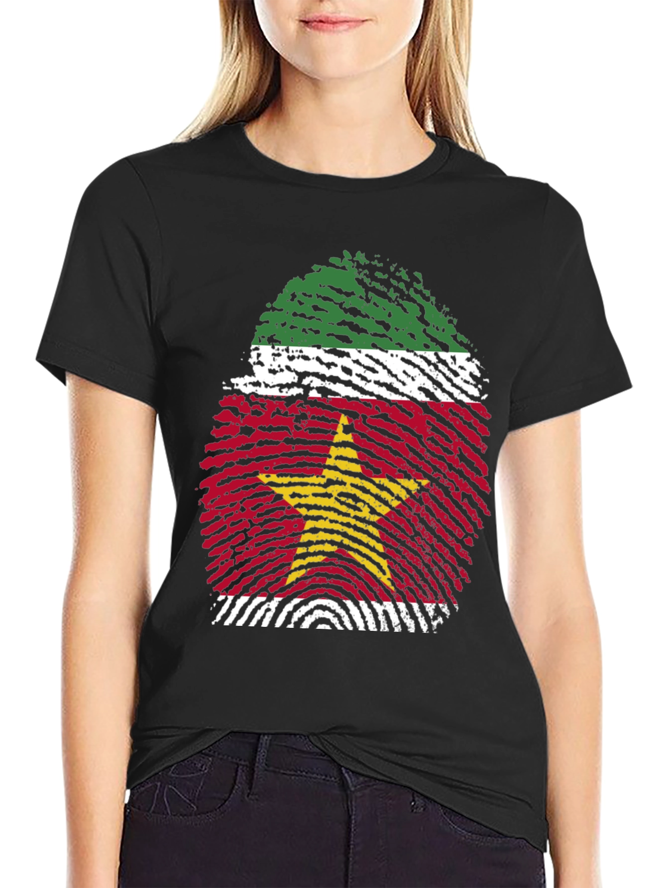 Suriname Flag Fingerprint Graphic Tee