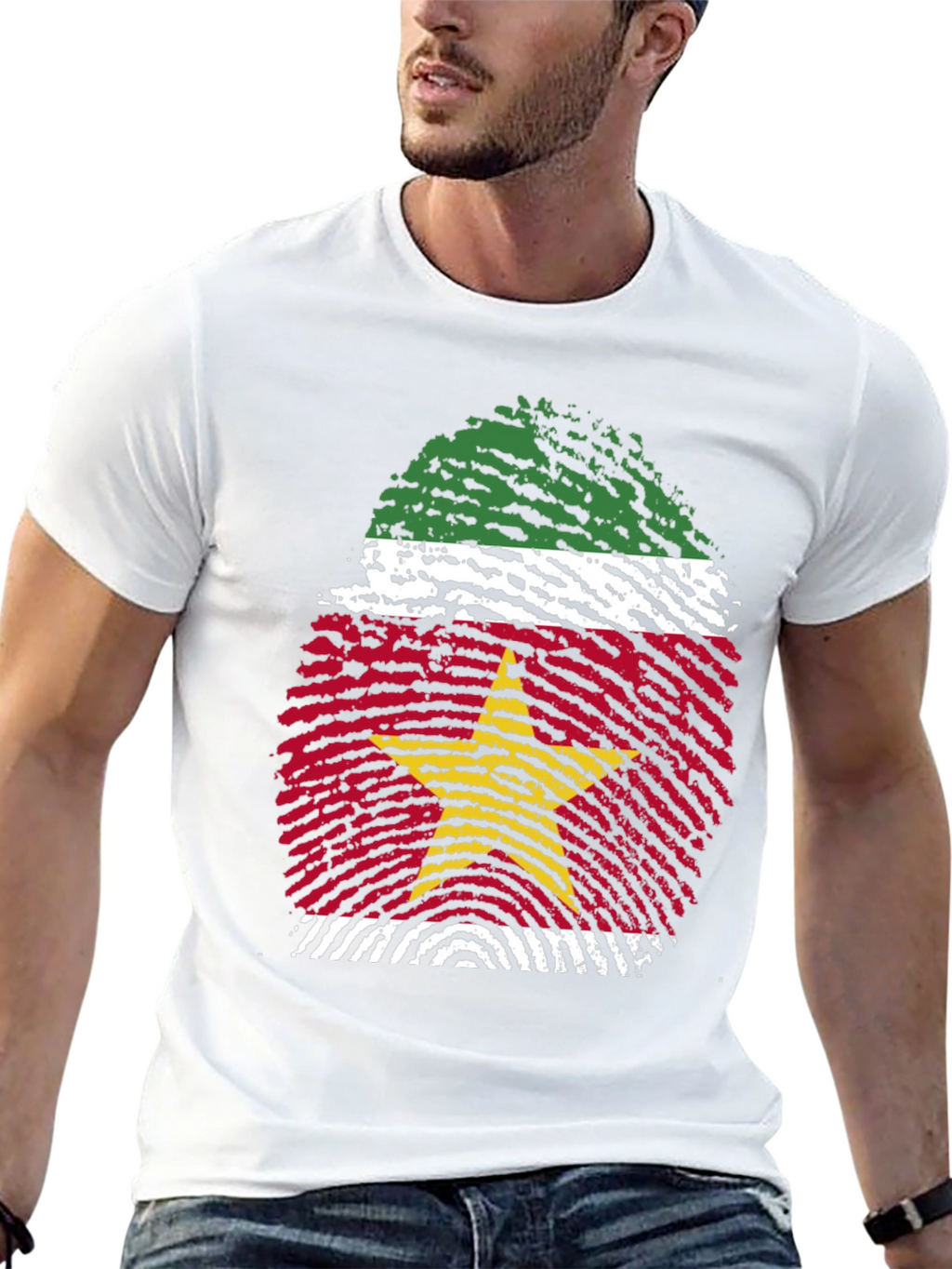 Suriname Flag Fingerprint Graphic Tee
