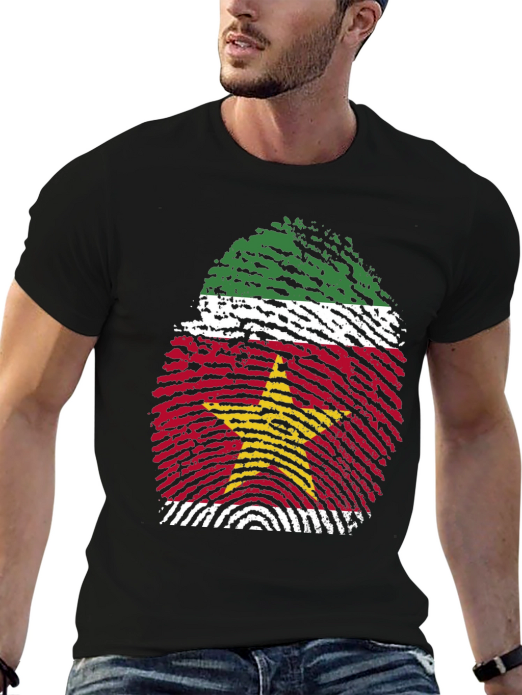 Suriname Flag Fingerprint Graphic Tee