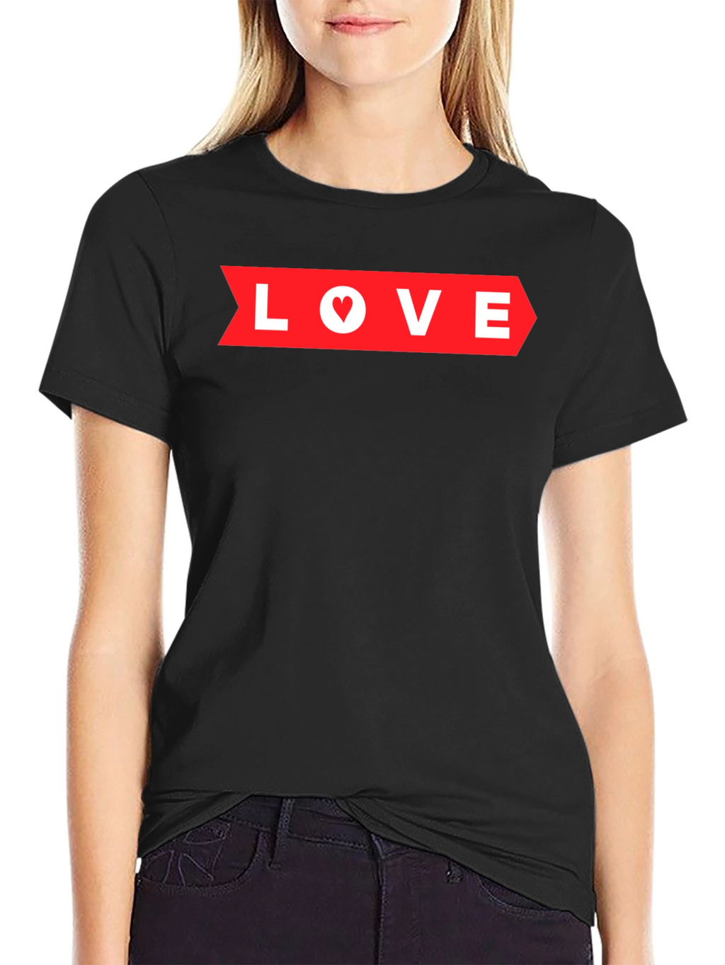 Love Arrow Graphic Tee - Black Heart Detail