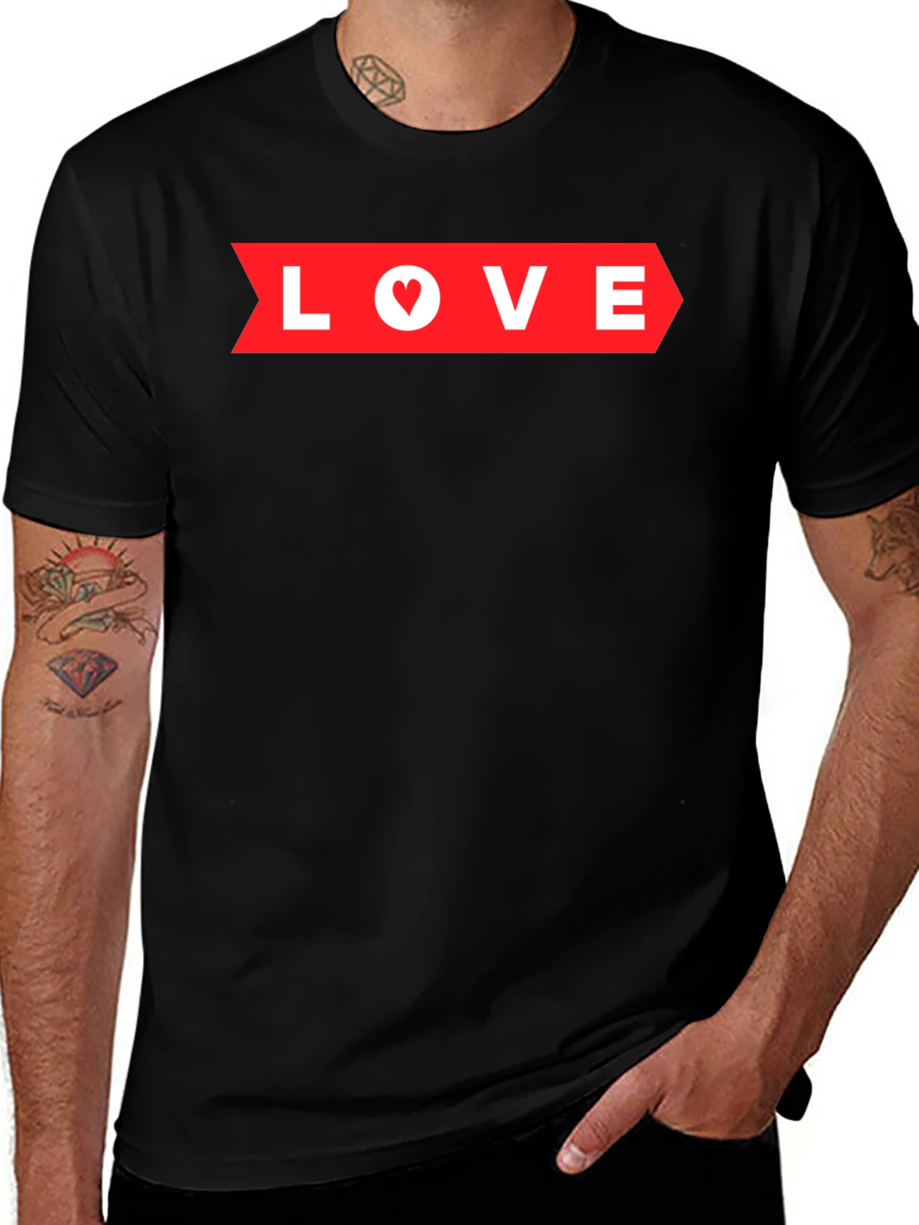 Love Arrow Graphic Tee - Black Heart Detail