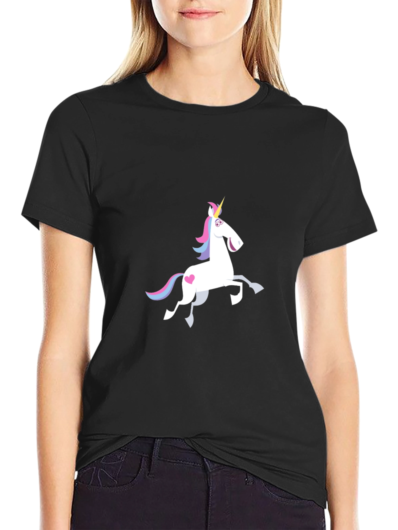 Unicorn Graphic Tee - Black Cotton Casual Shirt