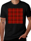 Plaid Pattern Graphic Tee - Casual Style