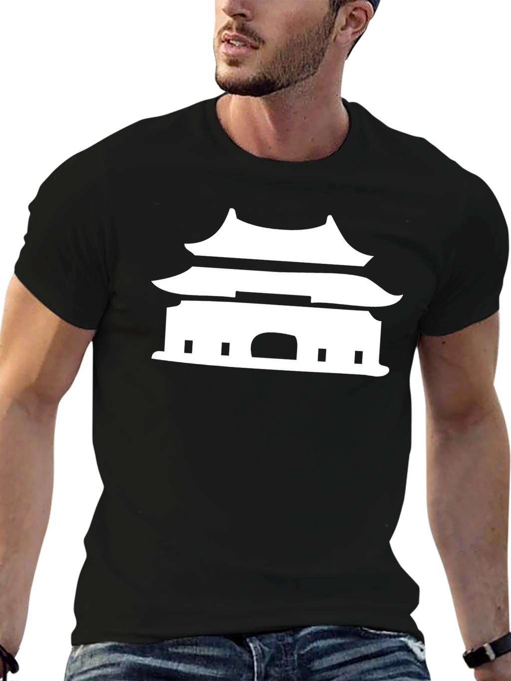 Temple Graphic Tee - Black Cotton Blend