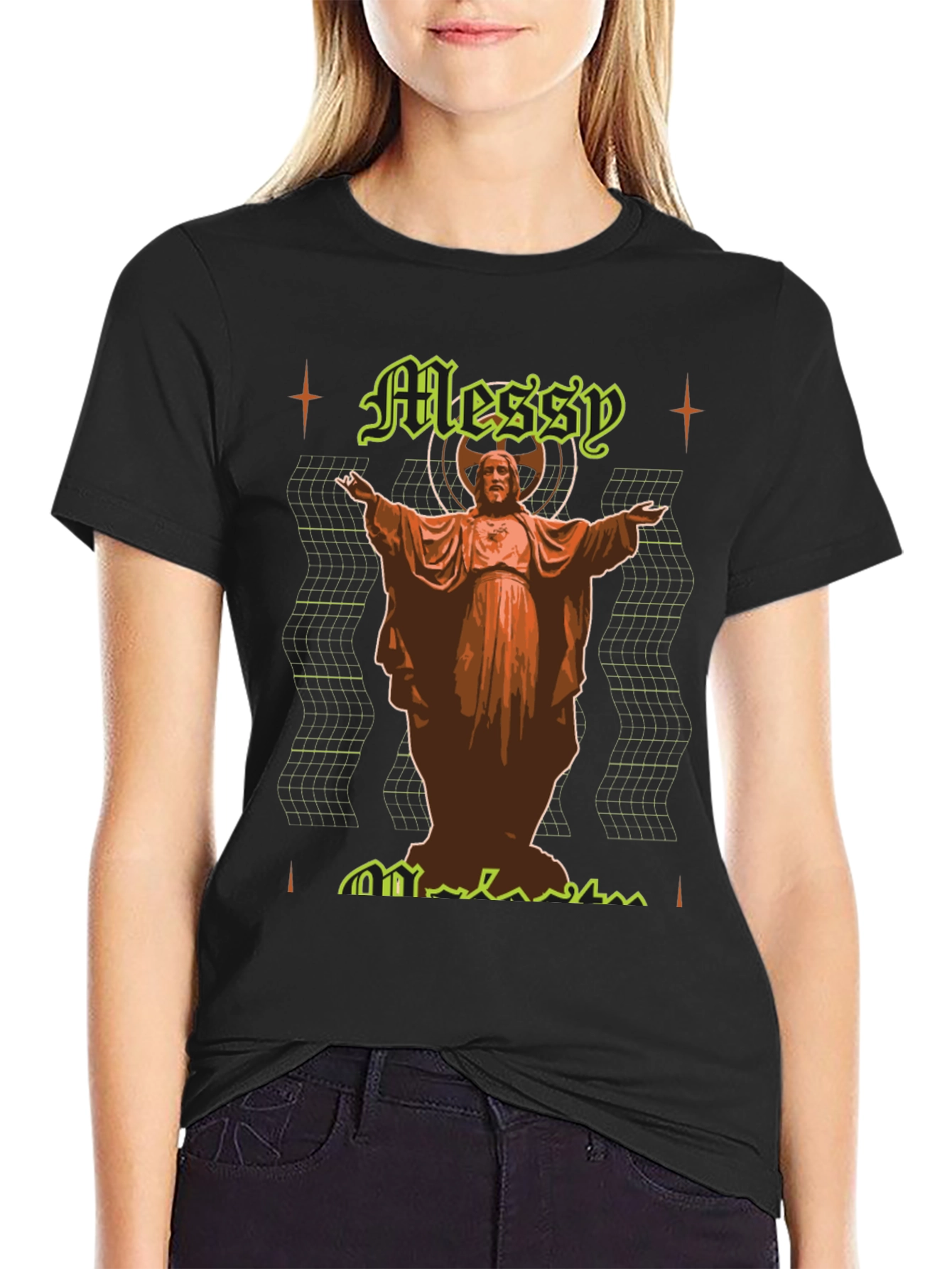 Messy Graphic Tee - Novelty Print Black T-Shirt