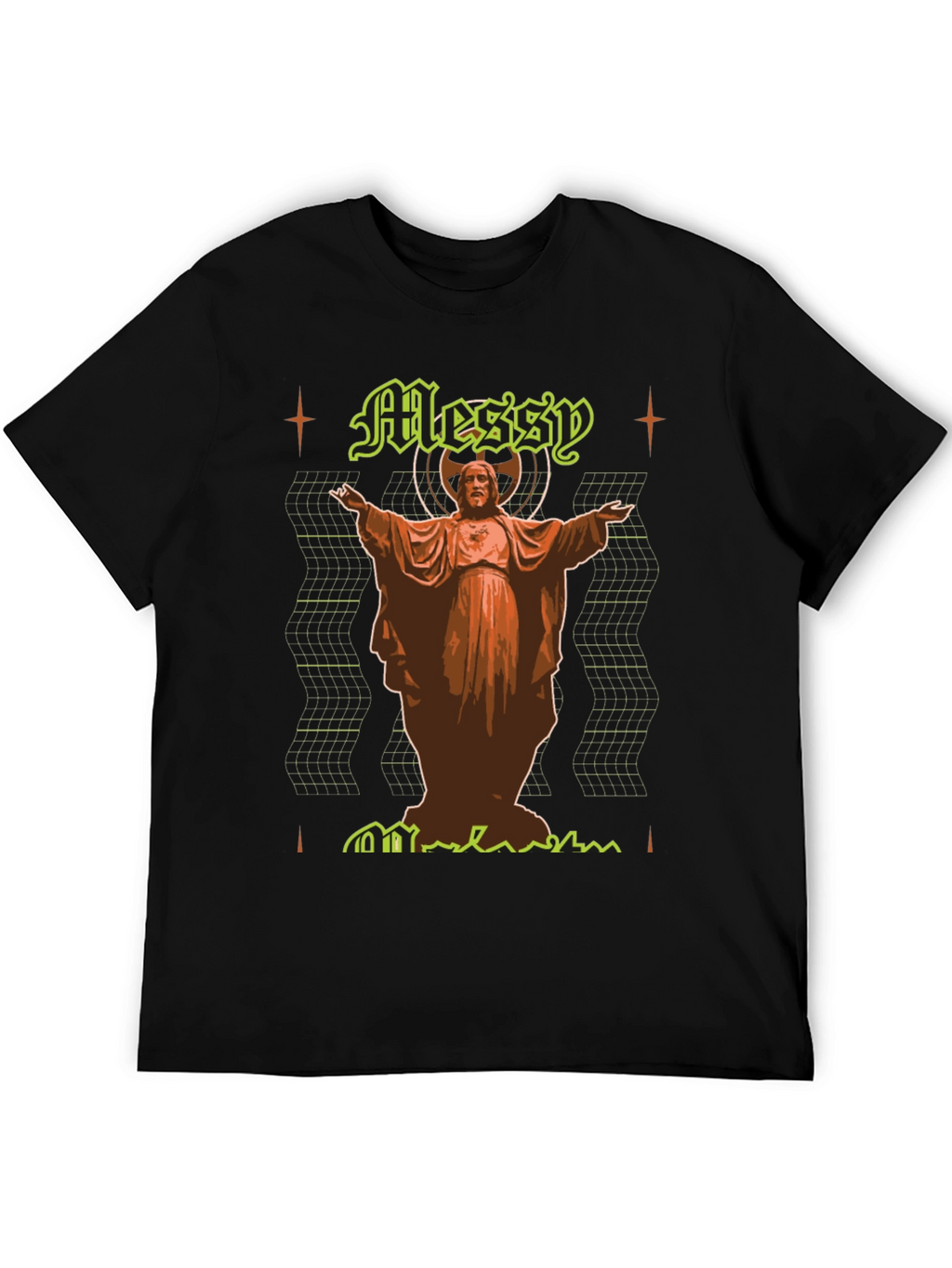 Messy Graphic Tee - Novelty Print Black T-Shirt