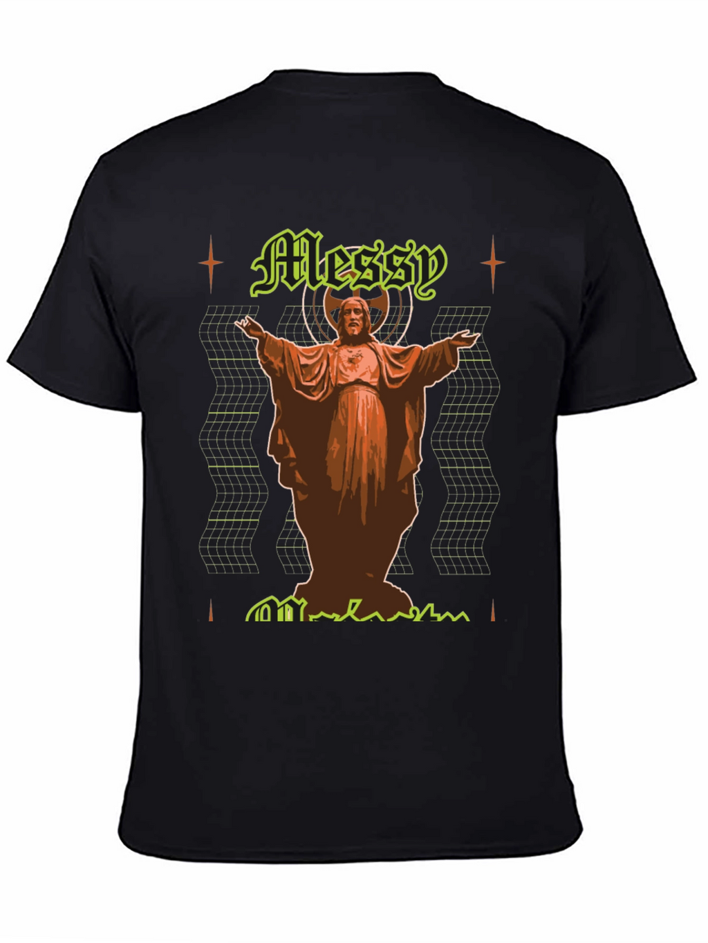 Messy Graphic Tee - Novelty Print Black T-Shirt