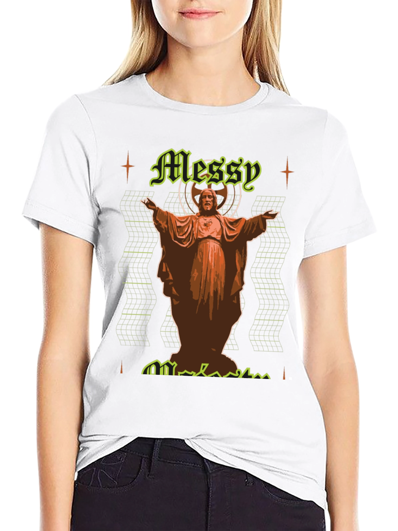 Messy Graphic Tee - Novelty Print Black T-Shirt