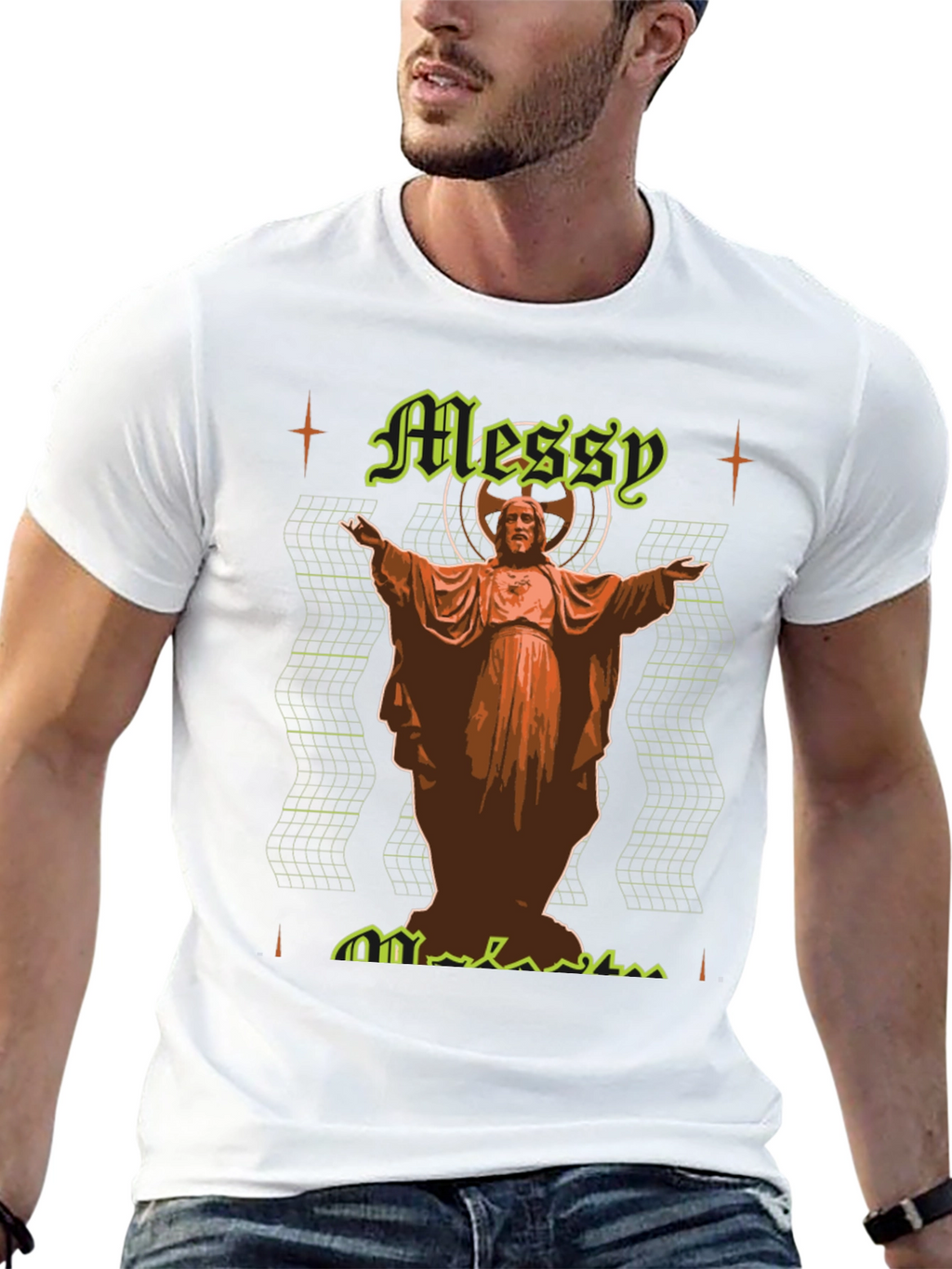 Messy Graphic Tee - Novelty Print Black T-Shirt