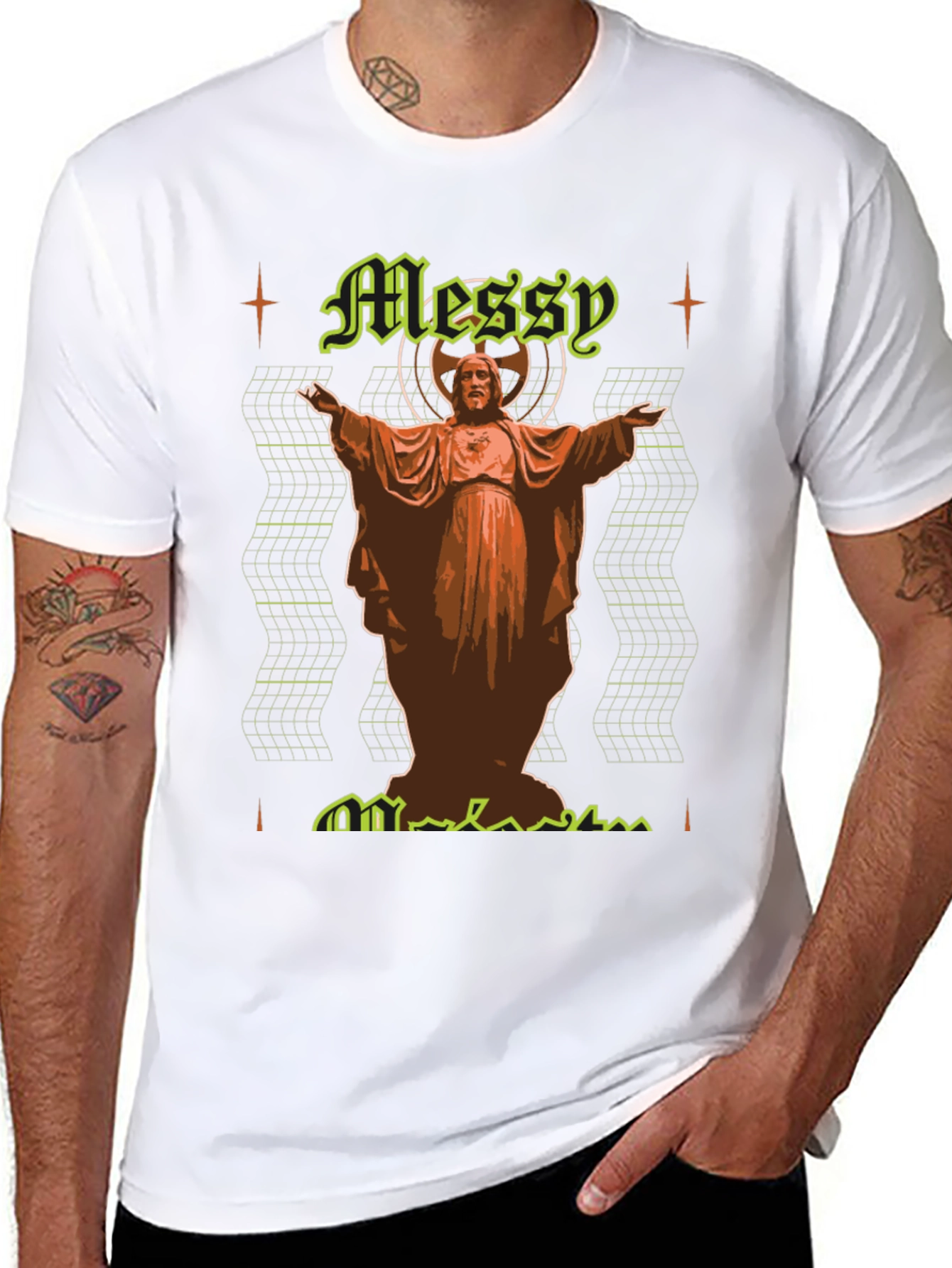 Messy Graphic Tee - Novelty Print Black T-Shirt
